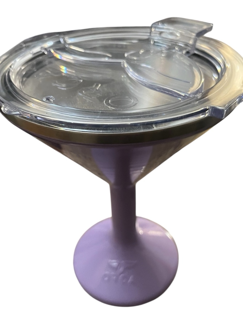 Lilac Plastic Martini Glass with Clear Spill-Resistant Lid